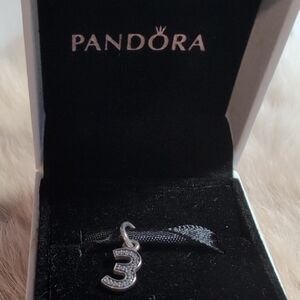 EUC Pandora Sparkling Silver Number 3 Charm